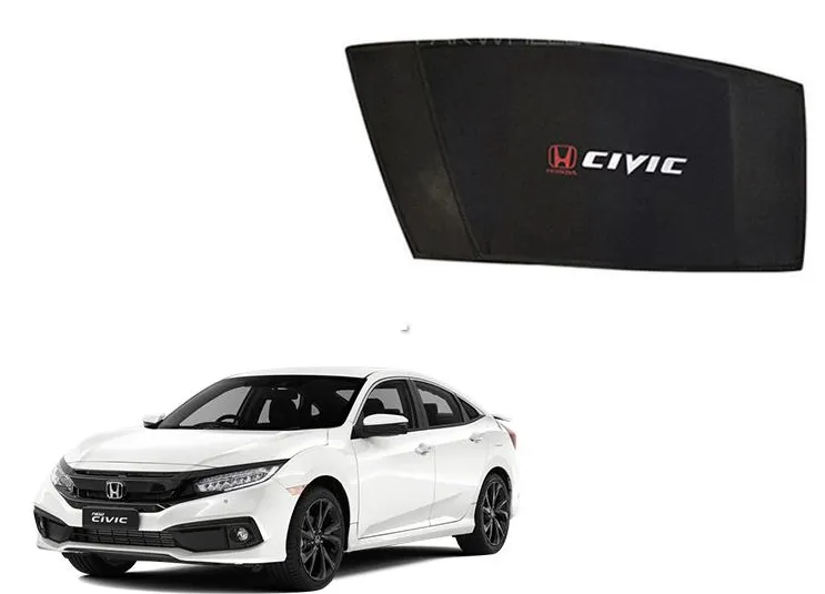 Premium Quality Honda Civic 2016-2022 Sunshades | Blinders With Logo 4pc set Image-1