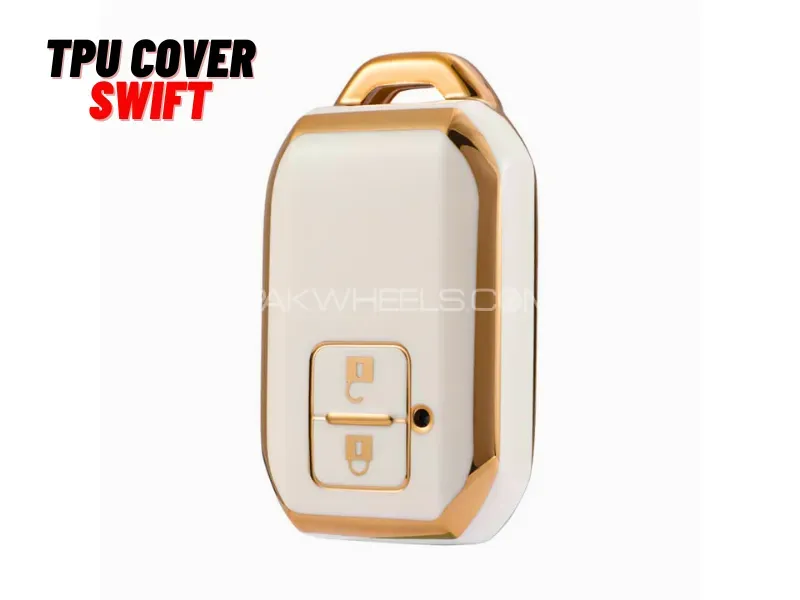 EXCLUSIVE GOLD-LINE  Suzuki Swift TPU Key Cover White with Golden Stylish Look  Image-1
