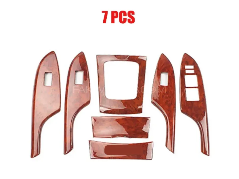Wooden Car Interior Glossy Golden Brown for Corolla 2012-2014 - 7PCS Set Image-1