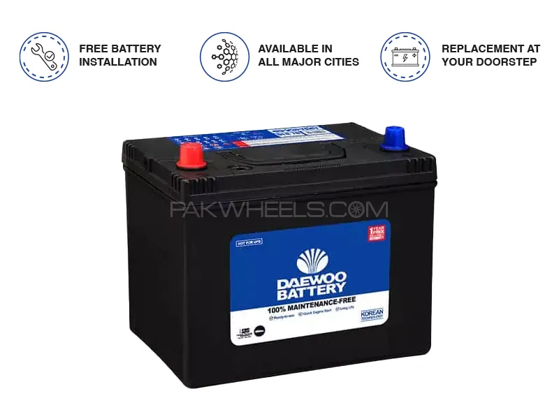 Daewoo Battery DLS-80 - 60 Ampere Car Battery  Image-1