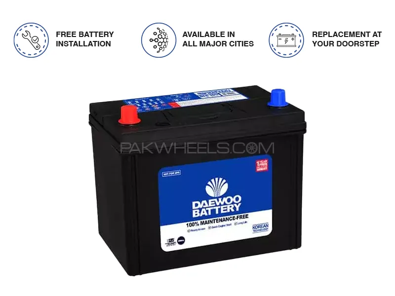 Daewoo Battery DLS/RS-105 - 75 Ampere Car Battery  Image-1