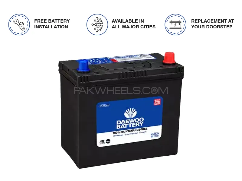 Daewoo Battery DLS/RS-65 - 45 Ampere Car Battery Image-1