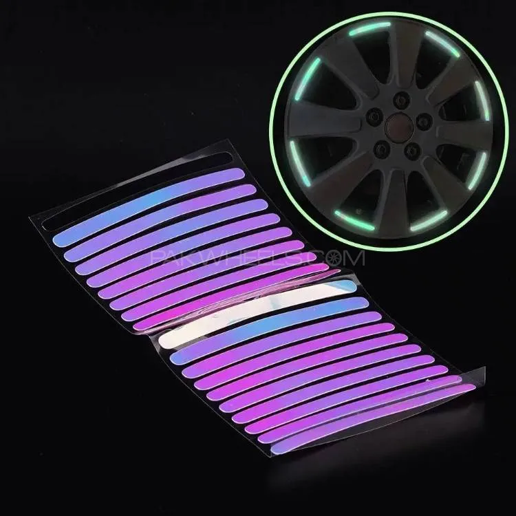 Universal Luminous Tire Sticker Colorful Hub Reflective Decal Wheel Stickers Car Styling 20 Pc Image-1