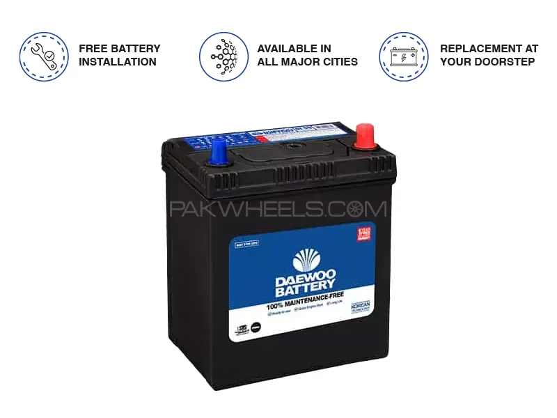 Daewoo Battery DL/R-50 - 35 Ampere Car Battery Image-1