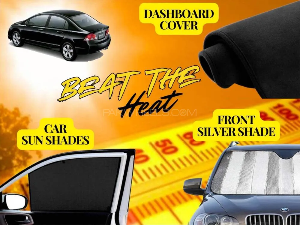 Honda Civic 2007 - 2012 Summer Package | Dashboard Cover | Foldable Sun Shades | Front Silver Shade