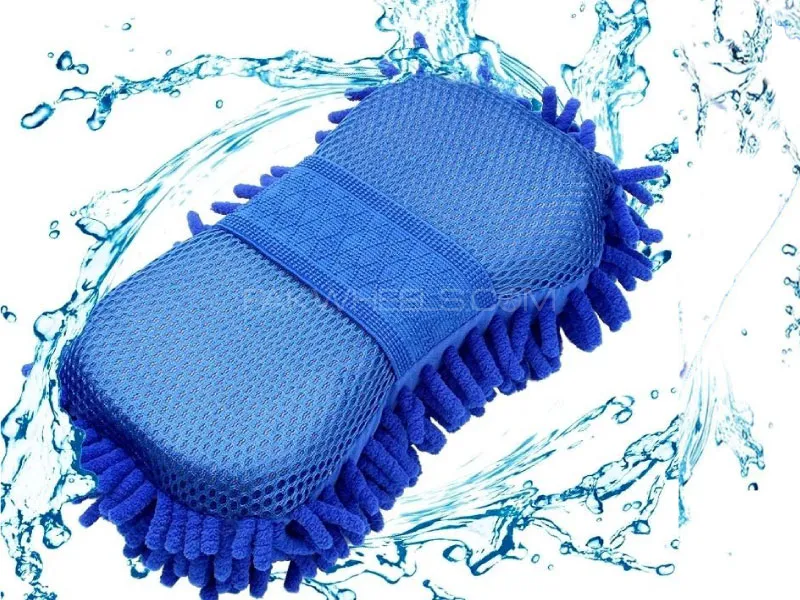 Premium Microfiber Noodle Wash Mitt Sponge Car Wash Pad 2 In 1 (Blue) Image-1