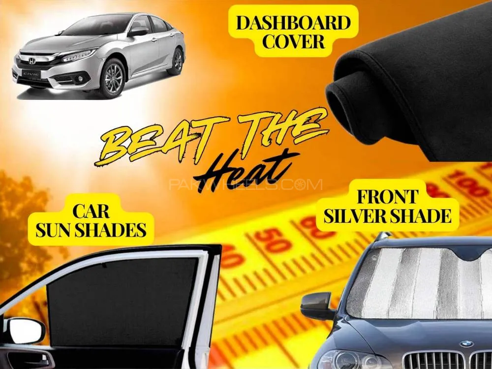 Honda Civic 2016 - 2021 Summer Package | Dashboard Cover | Foldable Sun Shades | Front Silver Shade