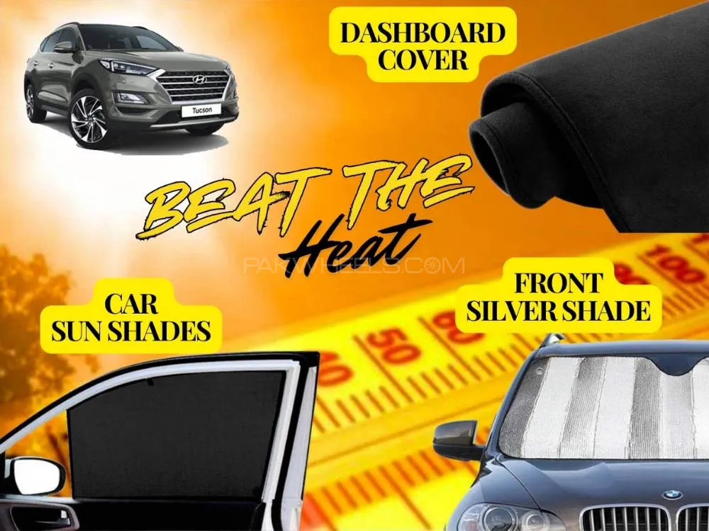 Hyundai Tucson Summer Package | Dashboard Cover | Foldable Sun Shades | Front Silver Shade