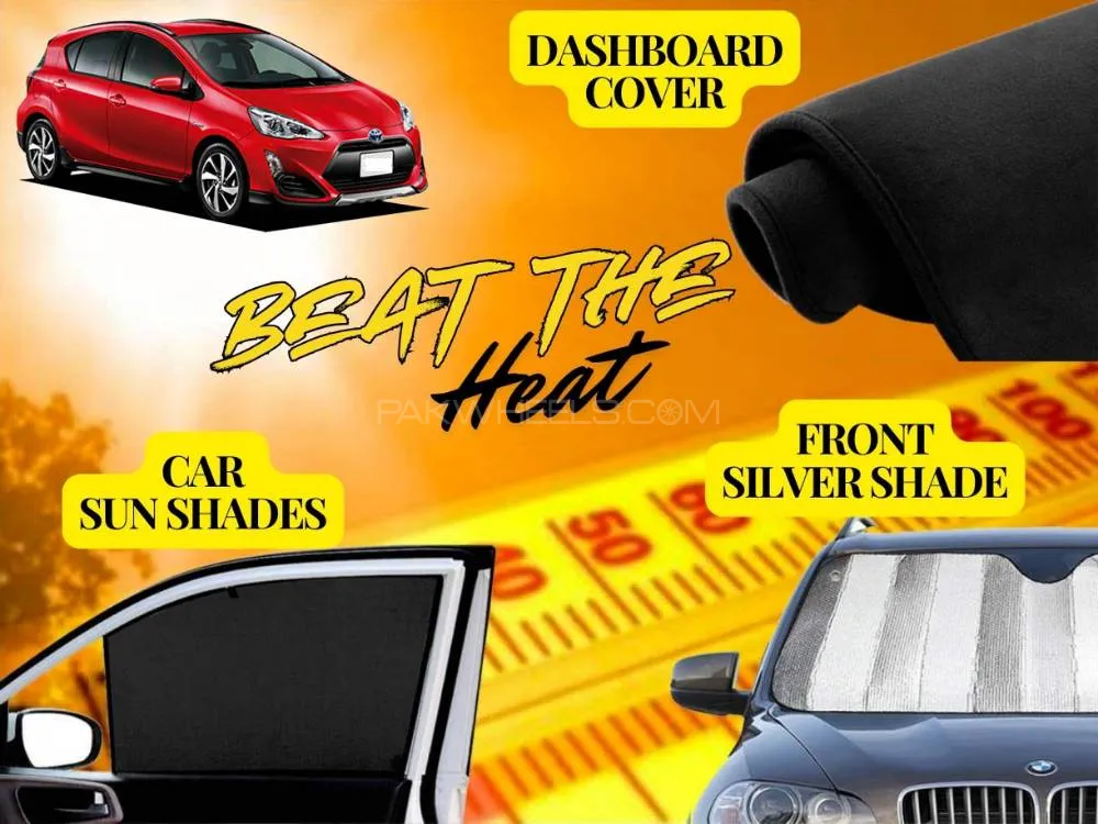 Toyota Aqua 2012 - 2016 Summer Package | Dashboard Cover | Foldable Sun Shades | Front Silver Shade