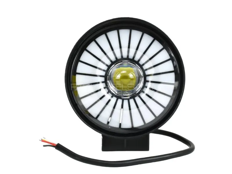Universal Round LED Car Extra Light 4.5cm with White Lighting And RGB Light 1pc Image-1