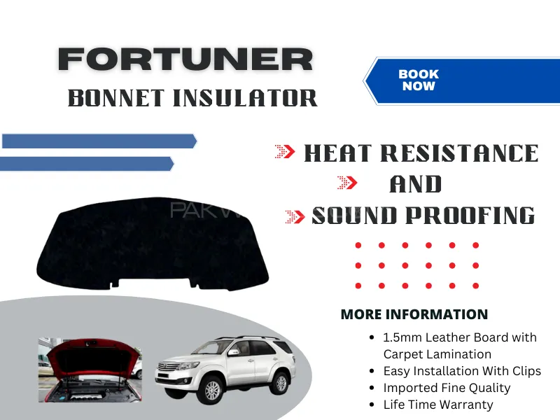 Toyota Fortuner 2015 | Bonnet Insulator for Heat Resistance & Sound Proffing | Clips Fitting