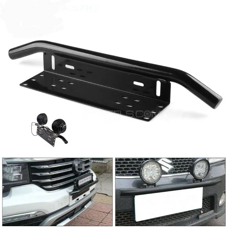4X4 Front Bumper Number Plate Holder Led Light Bar Mount Image-1