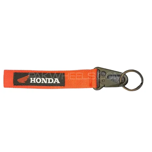Orange Honda  Logo Key Chain Premium Quality Strap Key Chain Image-1