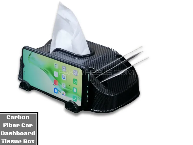 Carbon Fiber Car Dashboard Tissue Box | Carbon Fiber Tissue Box & Phone Holder Name Cards Storage