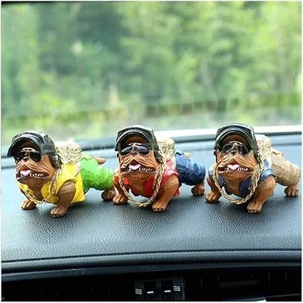 Universal Car Interior Decoration Pubg Bull Dog With Cloth and Welding Hat Hanging Car PittBull 1 Pc Image-1