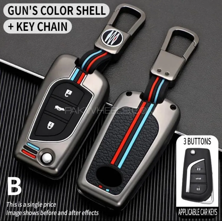 Toyota Revo 2015-2020 Metal + Silicone Keycover with Keychain Image-1