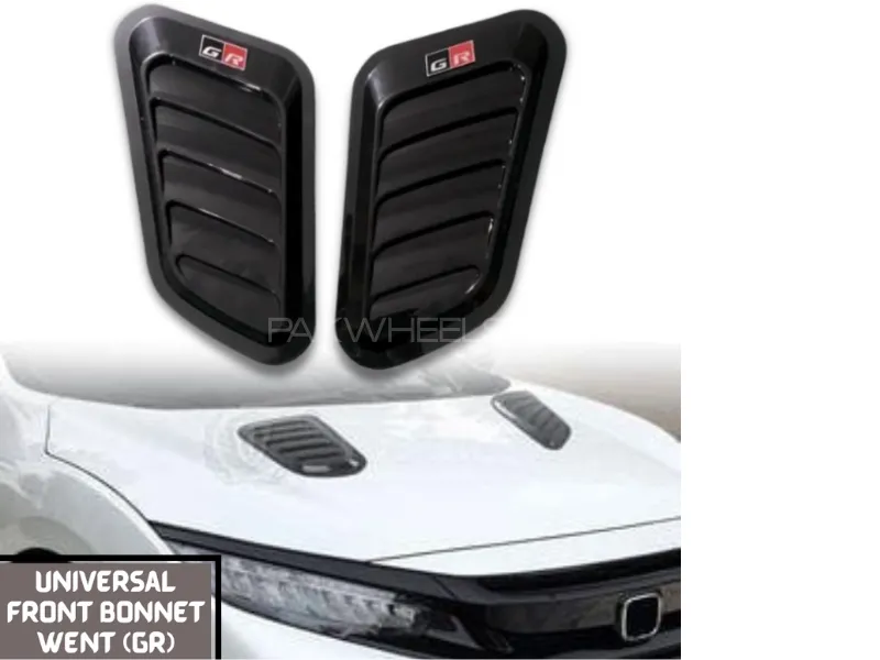 Universal Front Bonnet Vent Black Shine (GR) | 2pcs Universal Fit ABS Gloss Black Car Air Flow