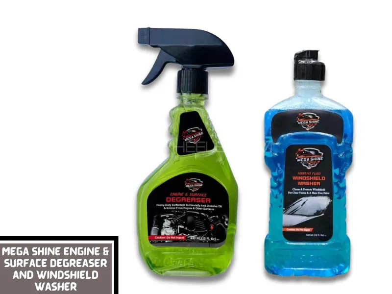 Pack of 2-Mega Shine Engine & Surface Degreaser and Windshield Washer | Car Windshield Washer Fluid 