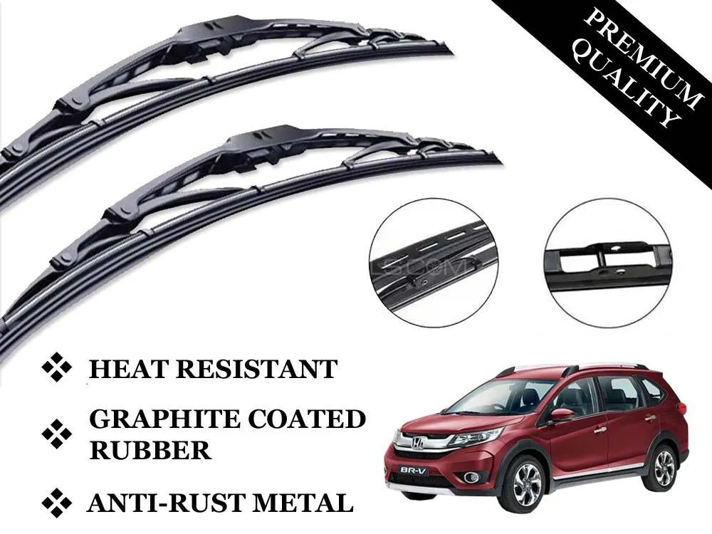 Honda Brv Wiper Blades | Metal Type | Premium Quality | Anti-Rust | Graphite Coated Image-1