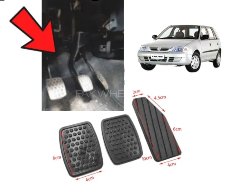 Suzuki Cultus Padel Rubber | 3 Pieces | Interior Foot Rubber / Accelerator Clutch And Brake Rubber Image-1