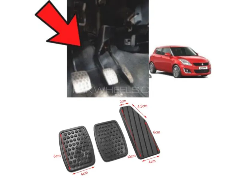 Suzuki Swift Padel Rubber | 3 Pieces | Interior Foot Rubber / Accelerator Clutch And Brake Rubber Image-1