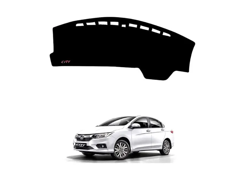 Honda City 2021-2024 Imported Velvet Dashboard Mat Black Image-1
