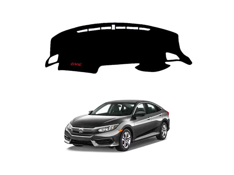 Honda Civic 2017-2021 Imported Velvet Dashboard Mat Black Image-1