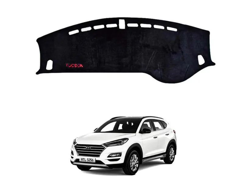 Hyundai Tucson Imported Velvet Dashboard Mat Black Image-1