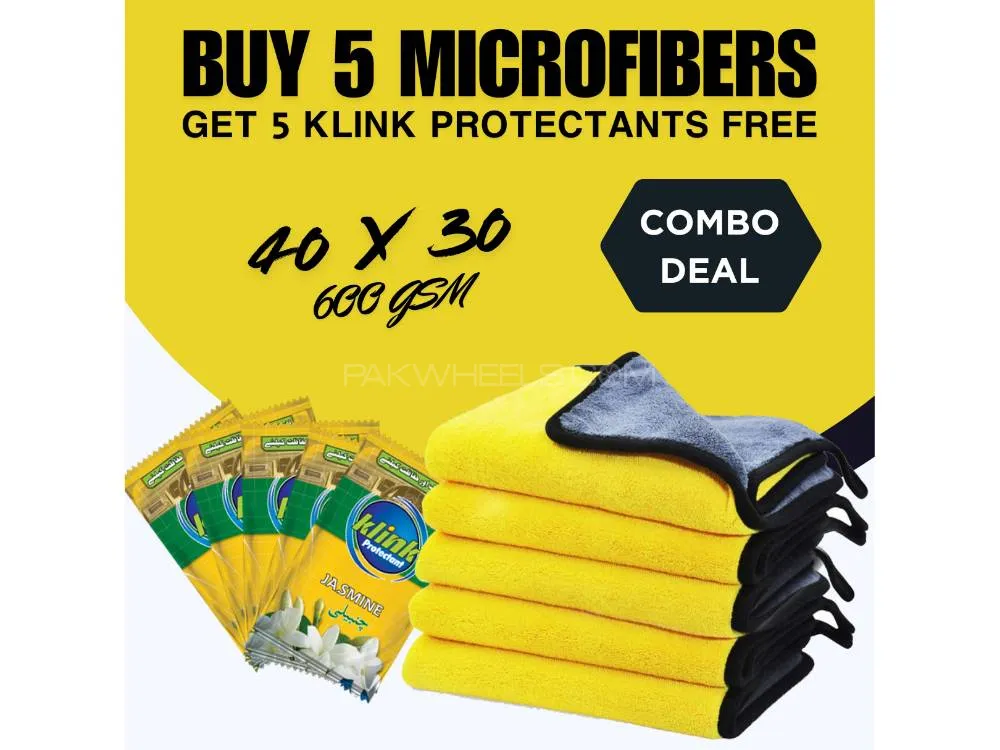 Microfiber Cloth | 40x30 | Pack Of 10 | Buy 5 Get 5 | Dashboard Cleaner | Klink | Microfiber Towel Image-1