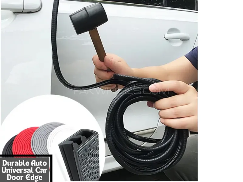 Universal Car Door Protector Black | Exterior Car Sticker Styling Moulding Strip PVC + Metal Scratch Image-1
