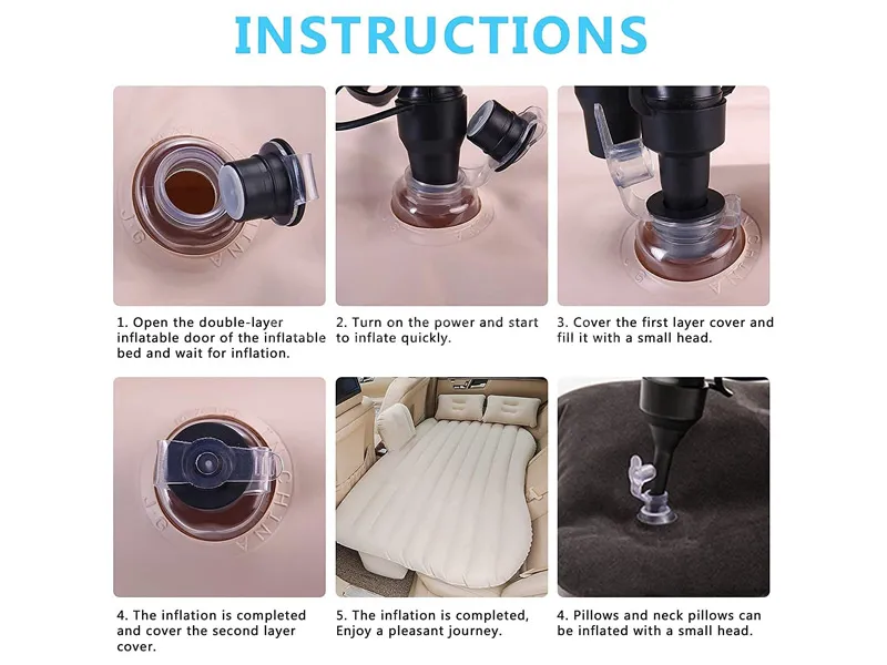 Universal Car Air Mattress Inflatable Bed In Car Outdoor Camping (Beige) Universal Car Air Mattress Inflatable Bed In Car Outdoor Camping (Beige) Image-3