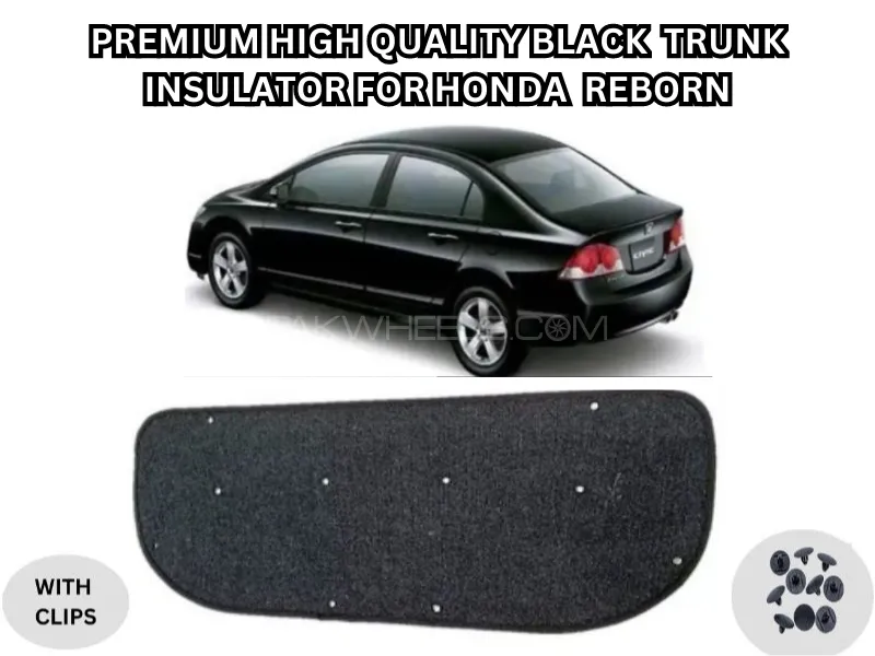  Premium High-Quality Black Trunk Insulator for Honda Reborn with Clips Image-1