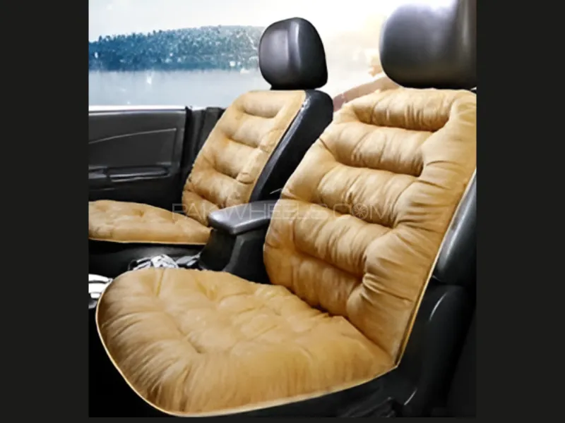 Premium High-Quality Velvet Seat Cushion Large Size in Beige Color Set of 2 Pieces Image-1