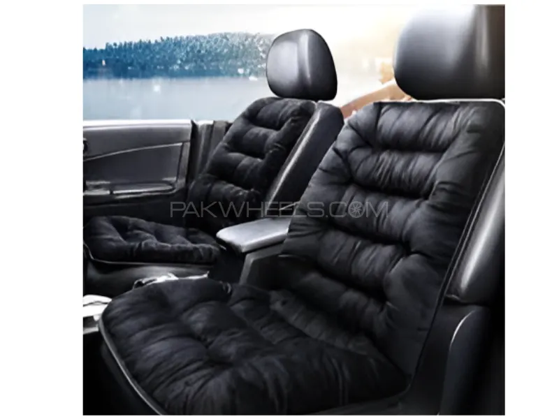 Premium High-Quality Velvet Seat Cushion Large Size in Black Color Set of 2 Pieces Image-1