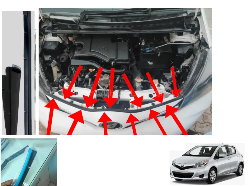 Toyota Vitz Bonnet Rubber  | 1  Piece |  2012 - 2020 With Double Tape  Toyota Vitz Bonnet Rubber  | 1  Piece |  2012 - 2020 With Double Tape Image-1