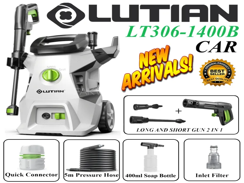 LUTIAN - LT306-1400 ( Car ) - High Car Pressure Washer 110 Bar 1400 Watts Self Priming Image-1