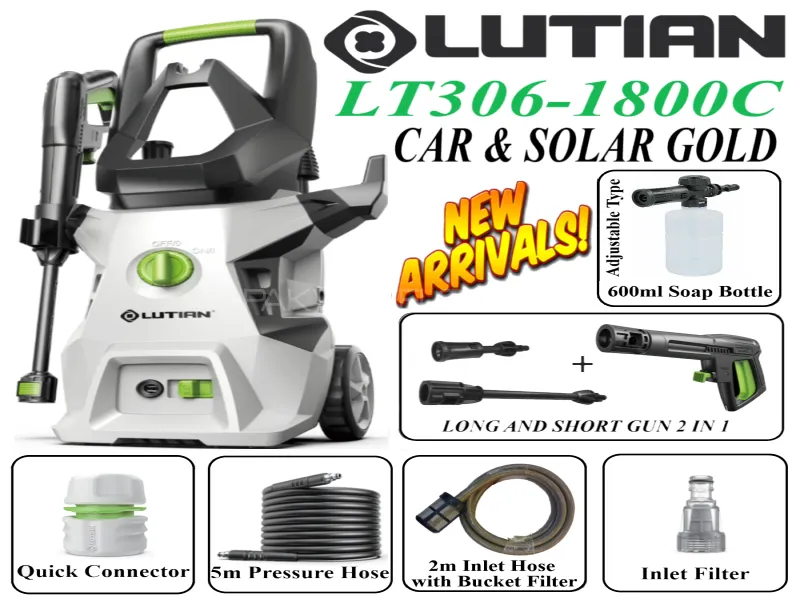 LUTIAN - LT306-1800C ( Car & Solar Gold ) - High Car Pressure Washer 140 Bar 1800 Watts Self Priming Image-1