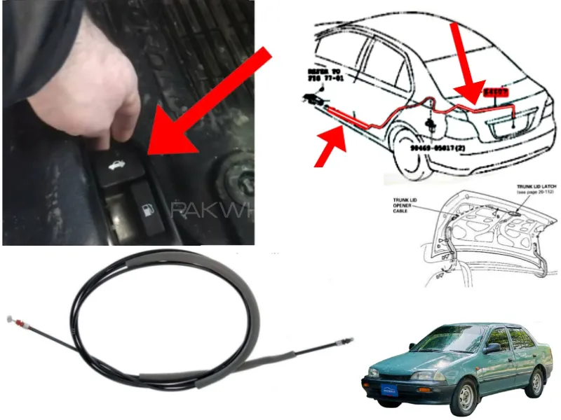 Suzuki Margalla 1992-1998 Trunk Release Cable -  Diggi Cable Image-1