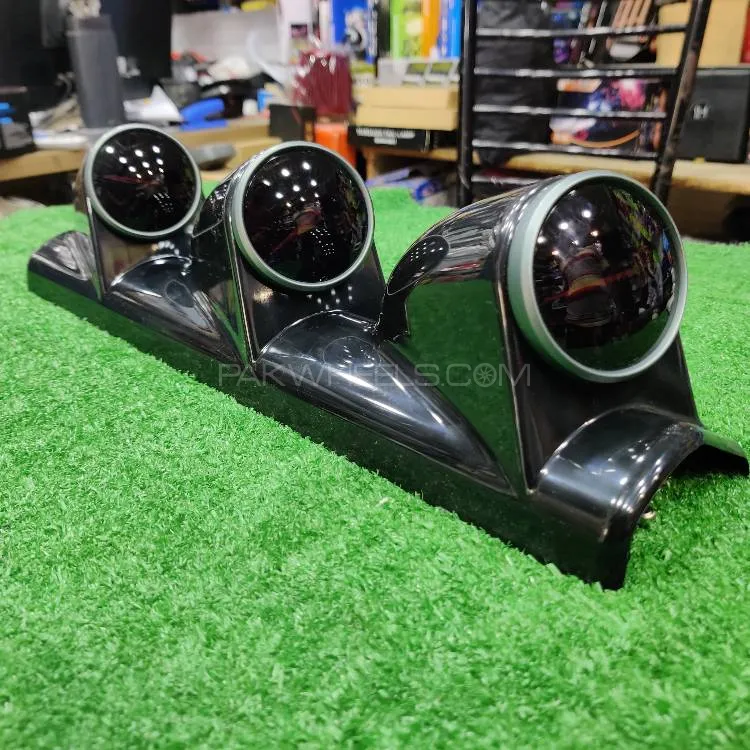 Car 12V 3in1 Matt Black HKS Triple Pillar Gauge Meter Volt & Water Temp & RPM For Car 1 Pc Image-1