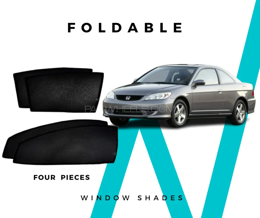Honda Civic 2004-2006 Sun Shades - Window Shades - 4 Pcs - Black Image-1