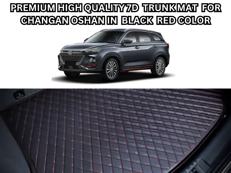 Premium High-Quality 7D Trunk Mat for Changan Oshan – Black Red Color Image-1