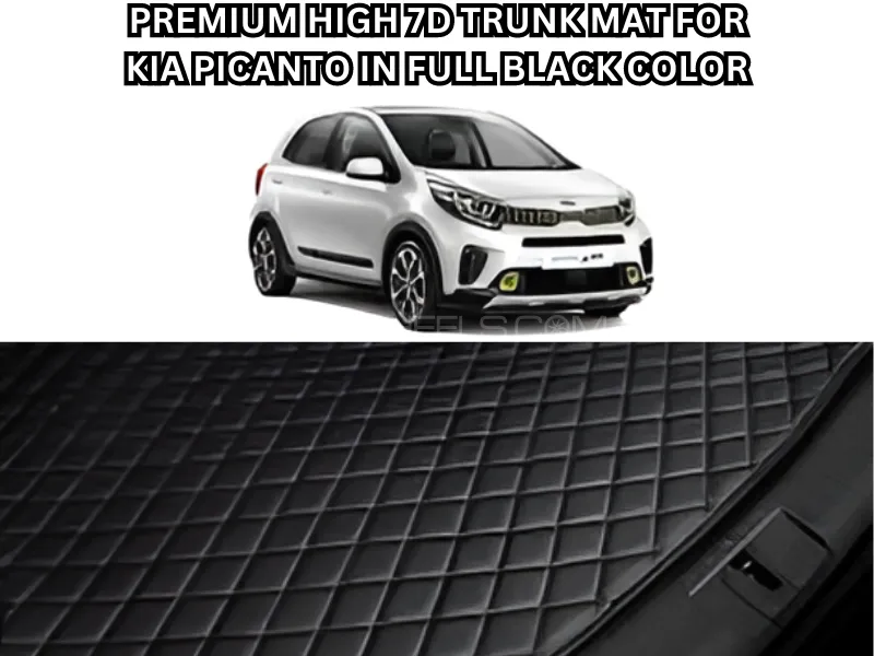 Premium High-Quality 7D Trunk Mat for Kia Picanto – Full Black Color Image-1