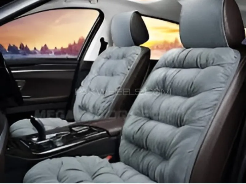 Premium High-Quality Large Size Velvet Seat Cushion – Grey Color (Set of 2 Pieces) Image-1
