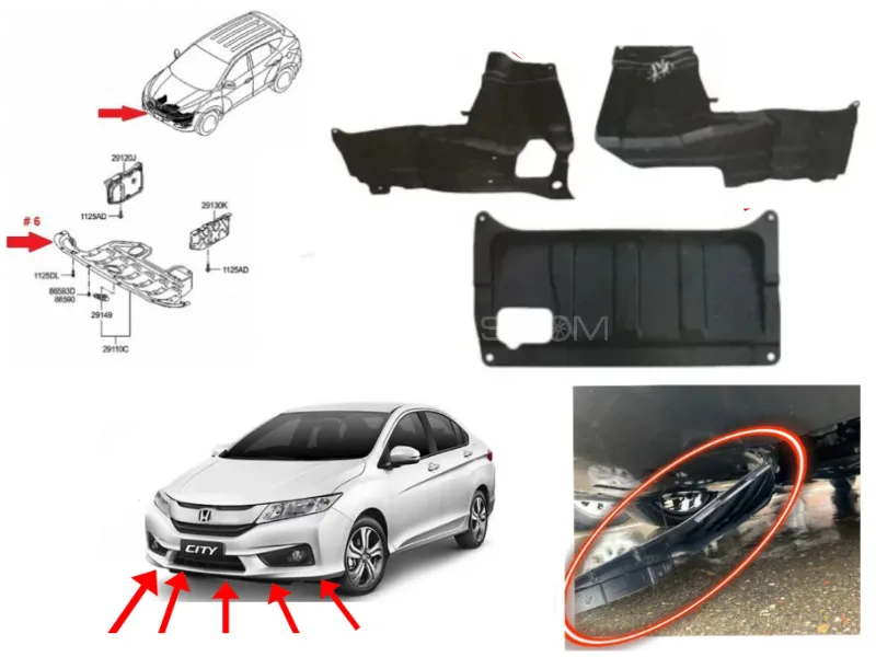 Honda City 2009-2021 Engine Shield - 3 Pcs Image-1