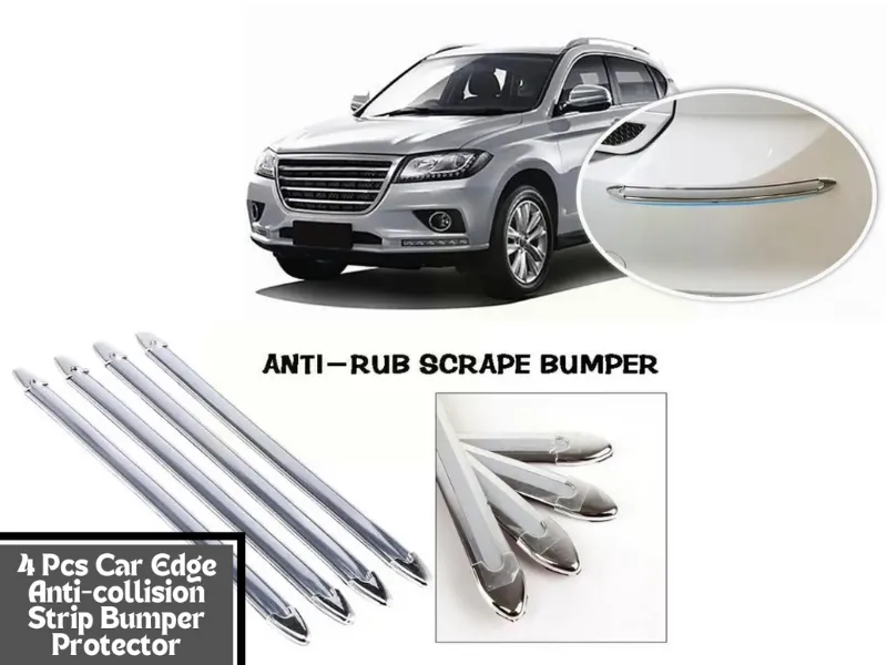 4pcs Car Edge Anti-collision Strip Bumper Protector | Protective Guard Bar Anti-rub Scrape Bumper Image-1