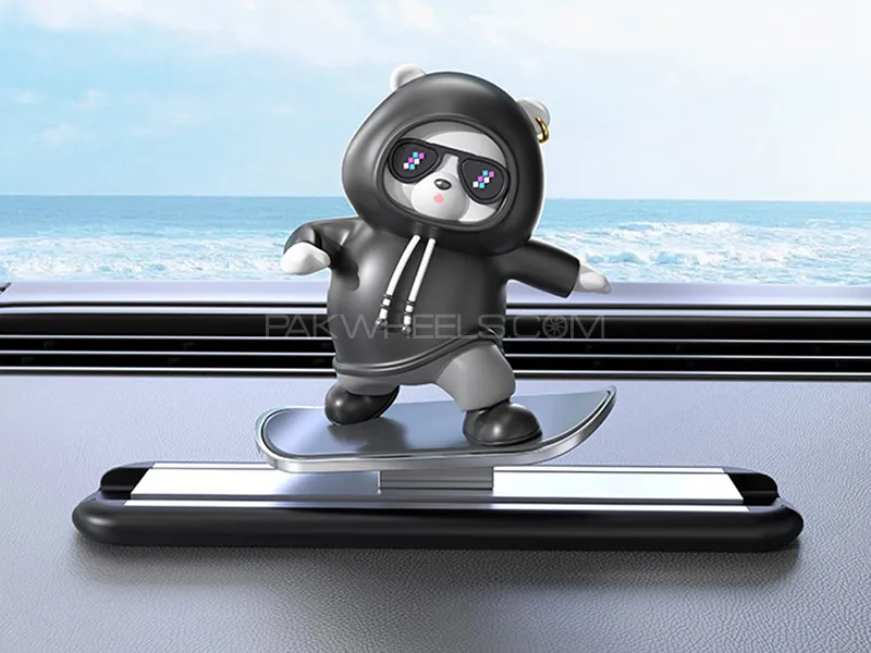 Universal Dashboard Car Ornaments Skateboard Bear - Sliding Bear - Moving Bear  - Black Image-1