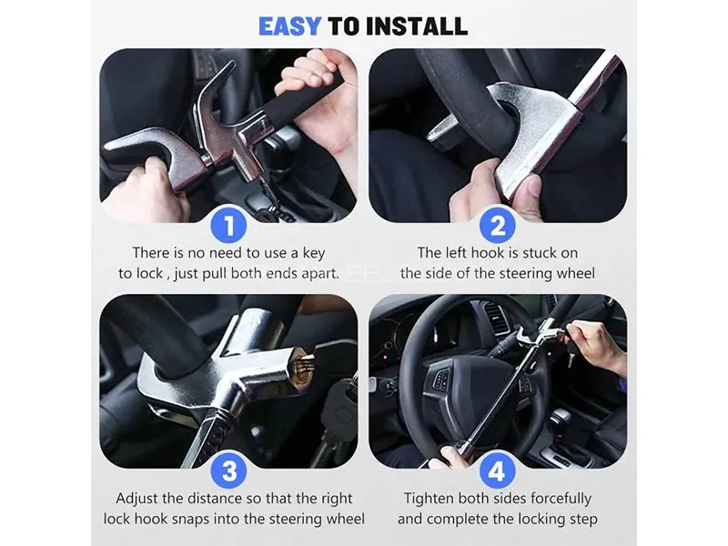 Universal Heavy Duty Steering Wheel Lock - Anti-Theft Lock  Universal Heavy Duty Steering Wheel Lock - Anti-Theft Lock  Image-2