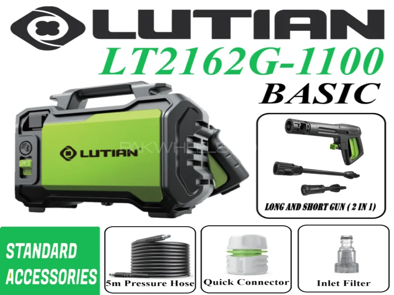 LUTIAN - LT2162G-1100 ( Basic ) Commercial High Car Pressure Washer 95 Bar 1100 Watts Self Priming  Image-1