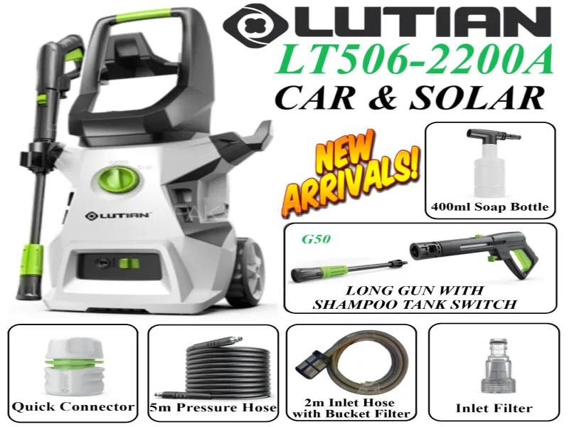LUTIAN- LT506-2200A (Car & Solar) High Car Pressure Washer 170 Bar 2200 Watts Built-in Shampoo Tank Image-1