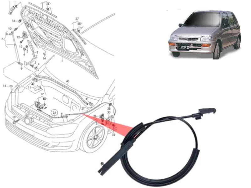 Daihatsu Cuore 2000-2012 Bonet Cable | 1  Pcs Image-1